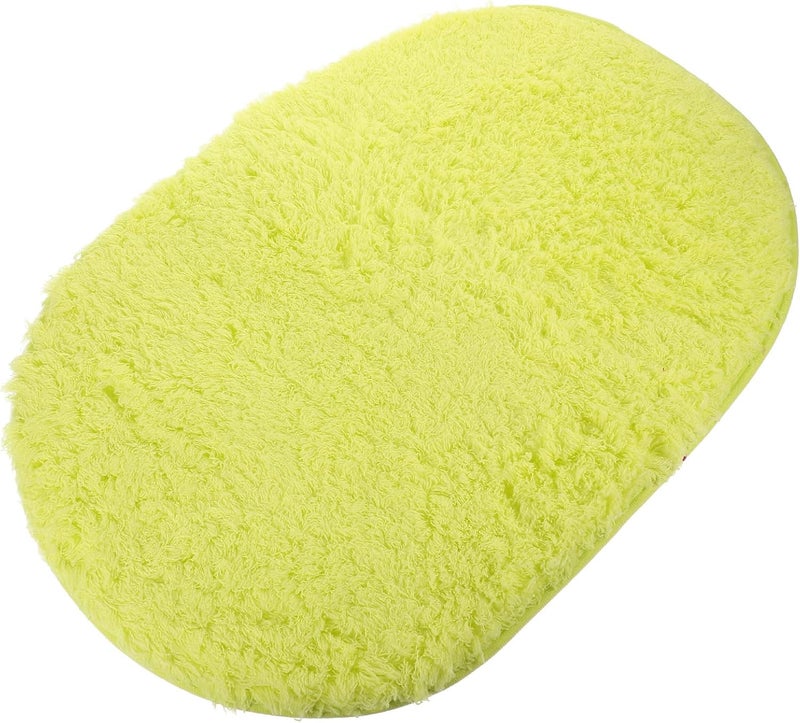 Non-Slip Bath Mat for Bathroom Floor, Oval Shower Rug 40x60cm, Green Sherpa Microfiber Bath Rug, Anti-Skid Soft Absorbent Carpet for Home Bathroom Use - Image 1