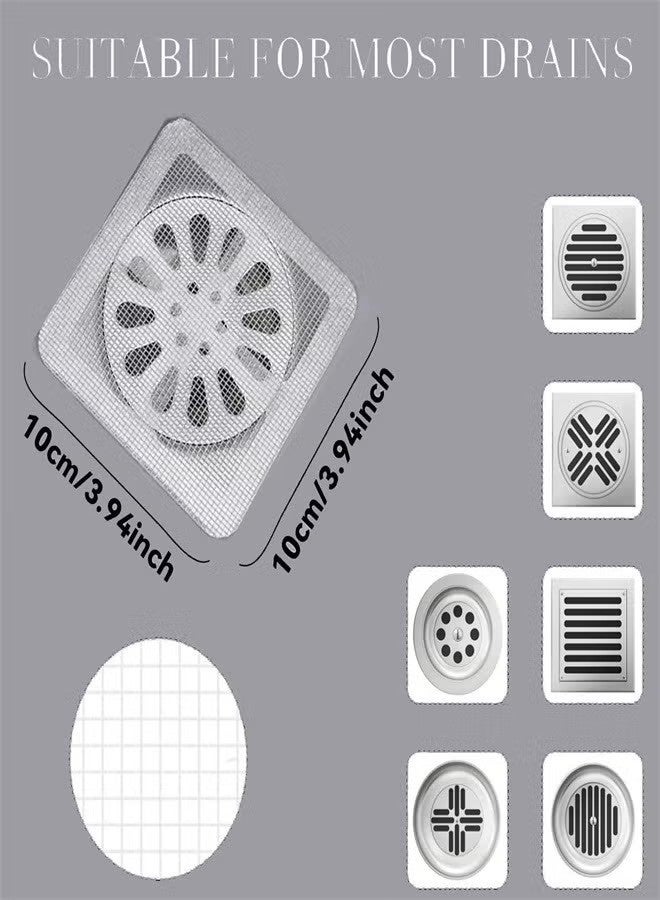 Disposable Hair Drain Stickers, 30pcs Bathroom Drain Hair Catcher, Square Shower Drain Hair Catcher Mesh Stickers for Bathroom Laundry Bathtub Kitchen - Image 3