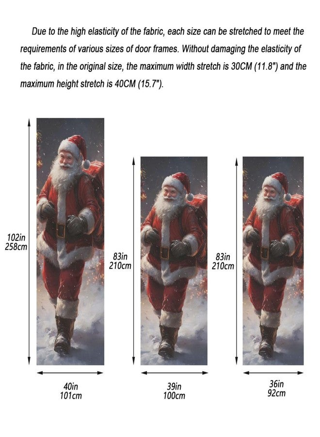 Burbuja Christmas Santa Claus Door Cover, Stretch Fabric Backdrop Door Porch Covers for Home Party Holidays Decoration, 35x79 In - Image 3