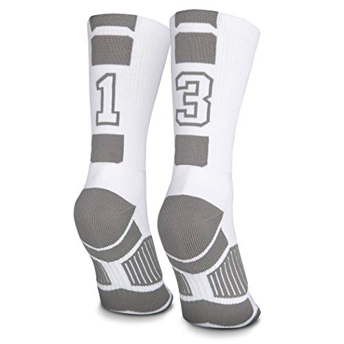 ChalkTalkSPORTS Custom Team Number Socks | Youth & Adult Athletic Performance Socks | White | Choose Your Number - Image 1