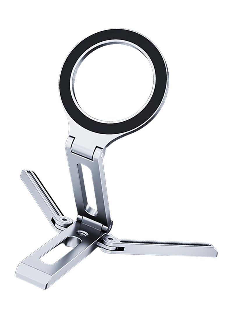 Kannzz Magnetic Foldable Tripod Stand for iPhone & Android - Silver - Image 1