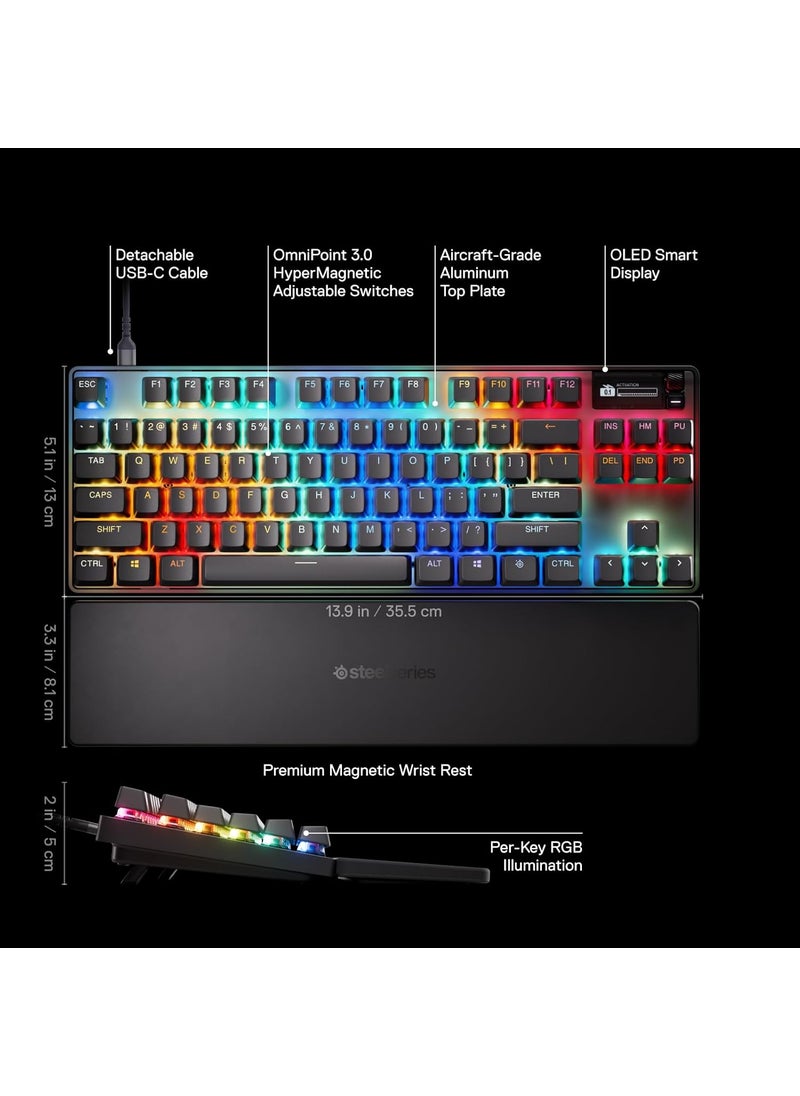 steelseries SteelSeries Apex Pro TKL Gen 3 OmniPoint 30 HyperMagnetic Switches  Adjustable Actuation  Rapid Trigger  GameReady Presets  Protection Mode  Rapid TapSOCD  OLED  RGB  PBT Keycaps  USBC  - Image 3