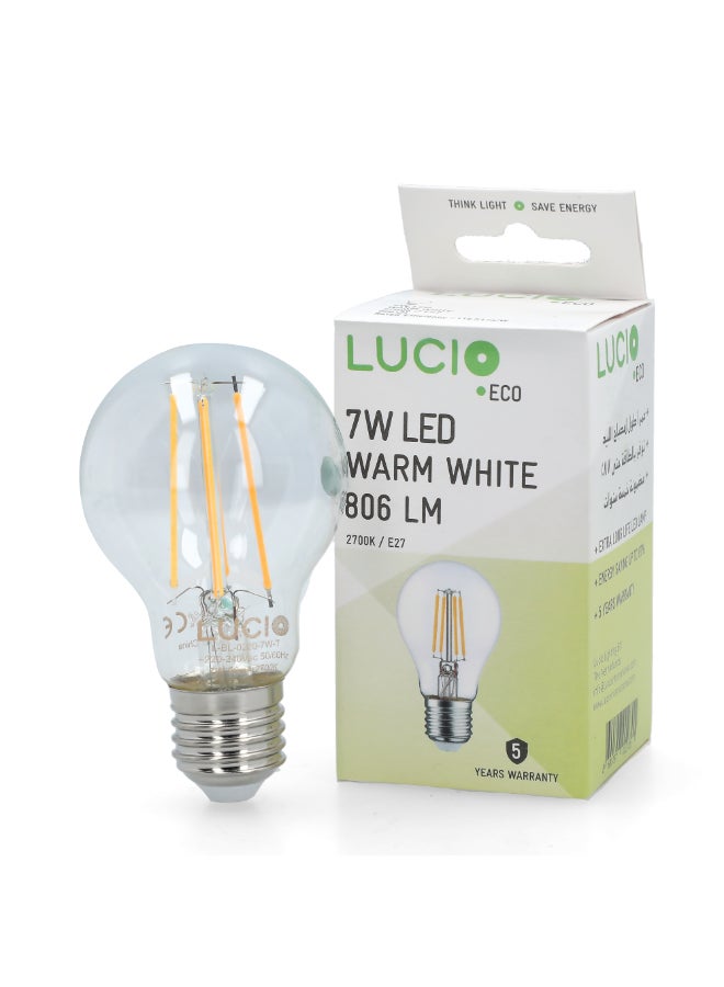 لوسيو 7 واط 2700 كلفن 806 لومن إي 27 ليد لمبة أبيض دافئ 60 × 105 ملم L-BL-0220-7W-T - Image 2