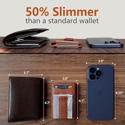 miyozi Airtag Wallet for Men- with Money Clip Gift Boxed, Magnetic Closure Slim Genuine Leather Front Pocket Wallet, 4.1"x 2.8", RFID Blocking - Image 5