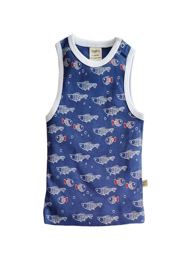 Tiny Twig 100% Organic Cotton Singlet Set for Infant & Kids Baby Boy or Baby Girl 2 Piece Navy Colour (12-18 Months) - Image 2