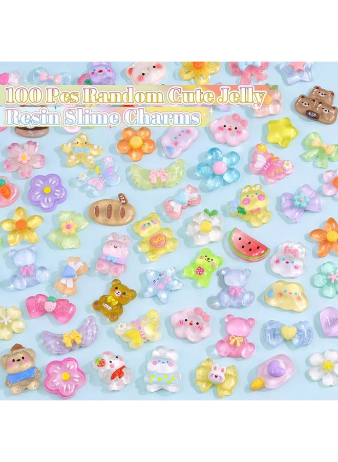 TINKRSTUFF 100Pcs Mixed Colors Slime Charms Assorted Cute Jelly Embellishments, Kawaii Accessories, Bulk Flatback Resin Ornament for Phone Junk Cases,Nail Art Design,Crafting Scrapbooking & DIY Decoration - Image 2