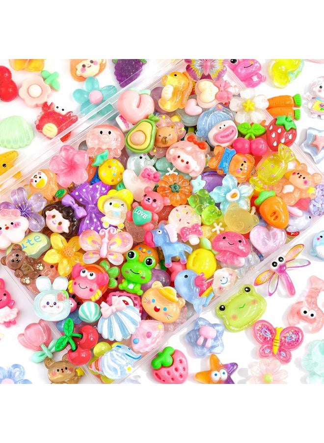TINKRSTUFF 100Pcs Mixed Colors Slime Charms Assorted Cute Jelly Embellishments, Kawaii Accessories, Bulk Flatback Resin Ornament for Phone Junk Cases,Nail Art Design,Crafting Scrapbooking & DIY Decoration - Image 1