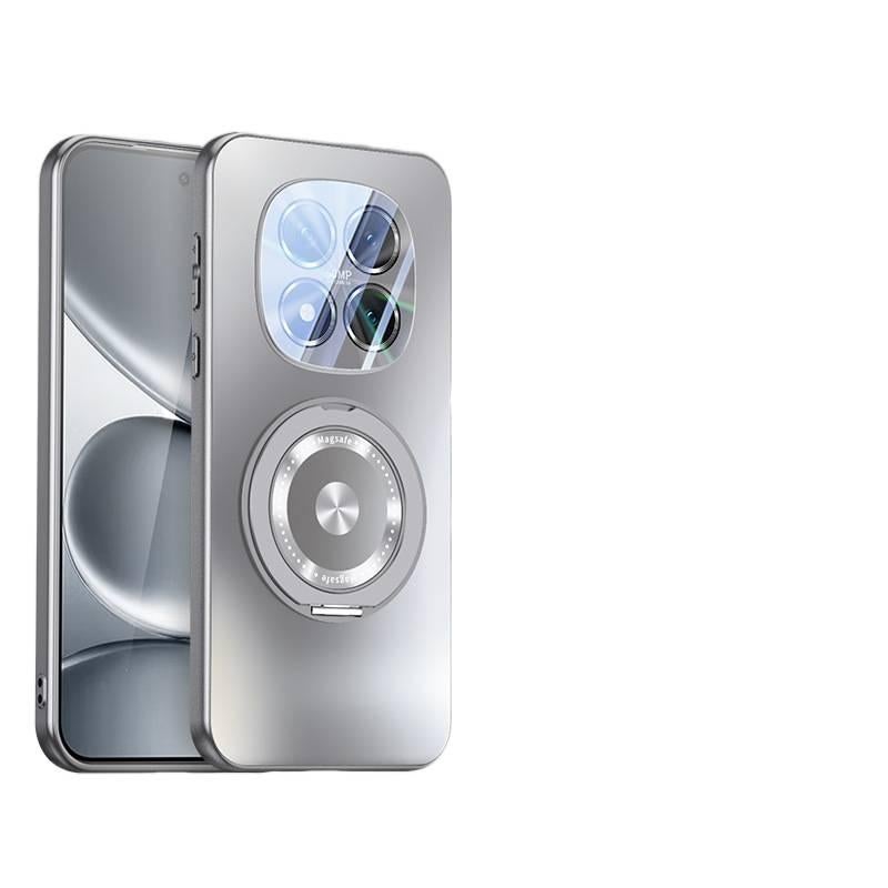MS غطاء MagSafe بAluminum Alloy لـ Redmi Note 15 مع حامل قابل للطي ومغناطيس قوي مع تشطيب غير لامع باللون رمادي مغناطيسي بوظيفة حامل باللون الأحمر باللون الرمادي - Image 1