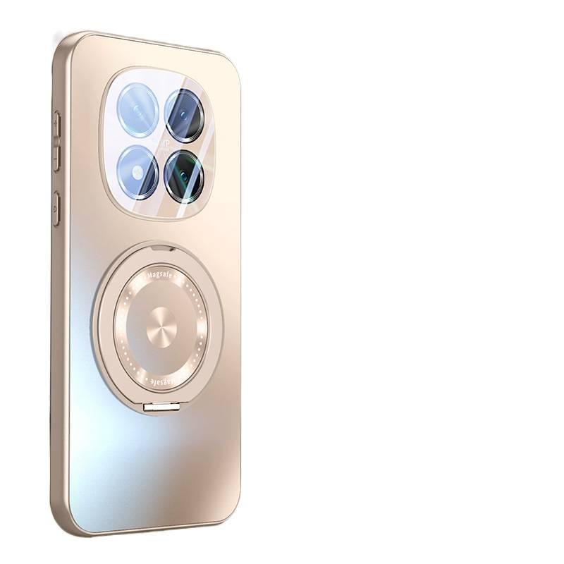 MS غطاء MagSafe بAluminum Alloy لـ Redmi Note 15 مع حامل قابل للطي ومغناطيس قوي مع تشطيب غير لامع باللون رمادي مغناطيسي بوظيفة حامل باللون الأحمر باللون الرمادي - Image 3