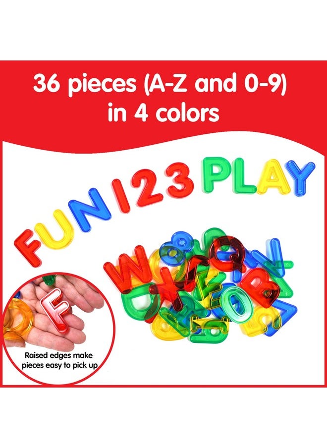 edxeducation - Transparent Letters And Numbers Mini Jar Colorful, Plastic Letters And Numbers Light Box Accessory Sensory Play Practice Counting And Spelling - Image 1