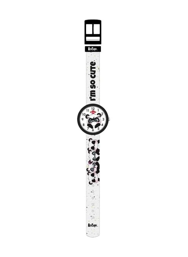 لي كوبر Lee Cooper Kids PC21S Movement Watch, Analog Display and Textile Strap - LC.K.3.663, White