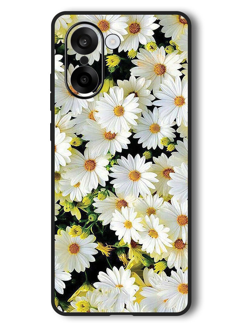 Theodor Case Compatible with OnePlus Nord CE 5 6.77 Inch Protection Shockproof Bumper Cover White Flowers - Image 1