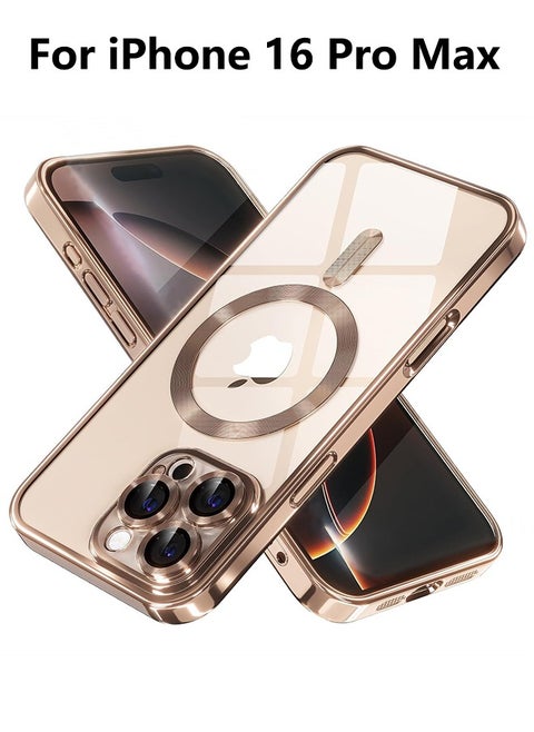 جراب iPhone 16 Pro Max مع MagSafe، مغناطيس قوي، [غطاء رقيق مقاوم للصدمات] واقي كامل لعدسة الكاميرا، غطاء حماية ناعم مقاوم للصدمات ومقاوم للاصفرار، مضاد للخدش وبصمات الأصابع، ذهبي صحراوي