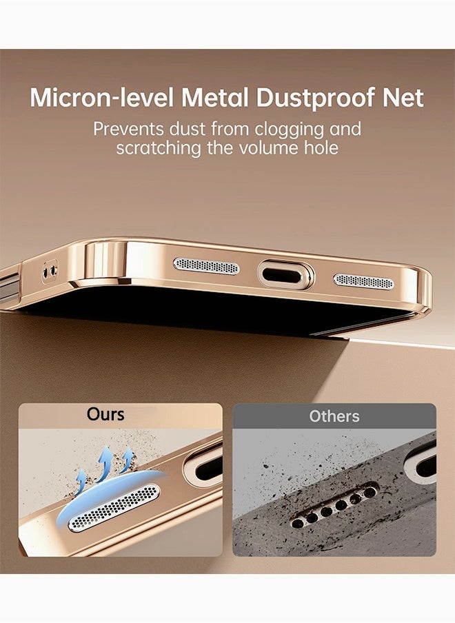 Generic - iPhone 16 Pro Max Case With MagSafe, Strong Magnet, [Shockproof Thin Cover] Full Camera Lens Protector, Plating Glossy Yellowing Resistant Shockproof Soft Protective Case Cover, Anti Scratch & Fingerprint, Desert Gold - Image 1