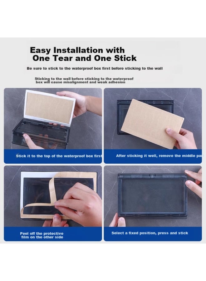 Oaks Aux Aux 86 Switch Socket Panel Waterproof Cover Leakage Protection Bathroom Waterproof Box Bathroom Protection Cover Plug Water Guard Box Square Double White - Image 2