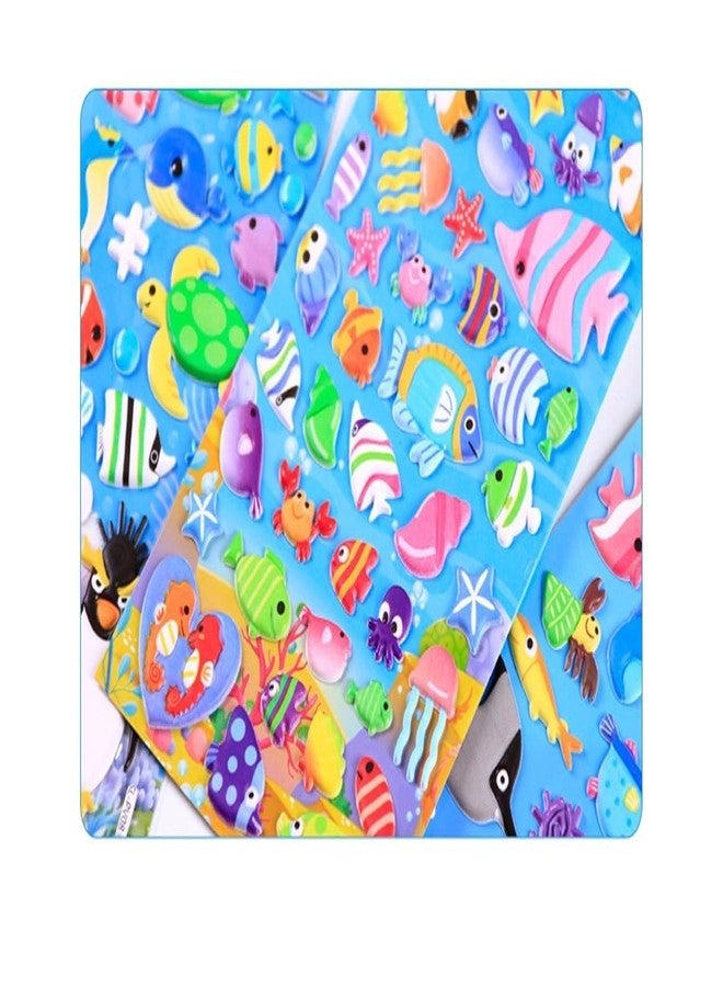 DEOXY مجموعة من 6 ملصقات سمكة ثلاثية الأبعاد منتفخة للأطفال الصغار، ملصقات إسفنجية مضحكة لحيوانات المحيط تحت الماء، للزينة، وجوائز الفصل الدراسي، وهدايا الحفلات (DX-0012) - Image 4