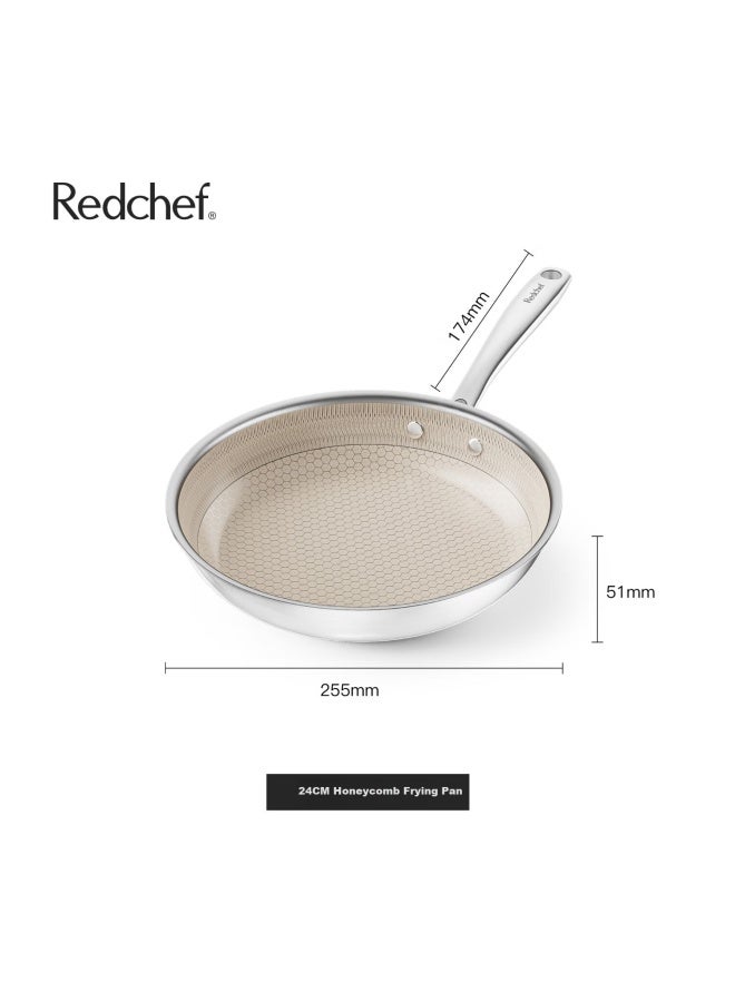 Redchef Honeycomb Ceramic Non-stick Stainless Steel Frying Pan For Home Use, Suitable For Frying Eggs And Steaks, 24cm
