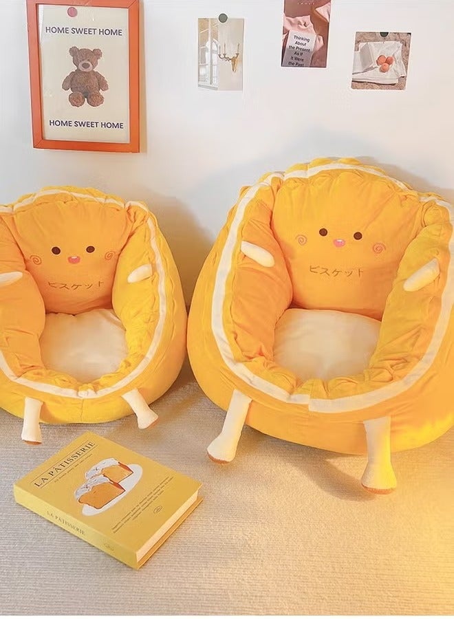 Lazy Sofa Floor Cushion, Cozy Chair Pillow Pads, Cartoon Biscuit Cushion With Removable Inner, Creative Tatami, Comfortable Floor Mat, Backrest Seat Cushion, Soft Chair Floor Cushions, Bay Window Sill Butt Cushion, Fluffy Couch, Lazy Floor Sofa Couch, Lazy Couch Cushion, Pad Cute Pillow, Individual Base can be Extracted, For All Kinds Of Chairs - Image 3
