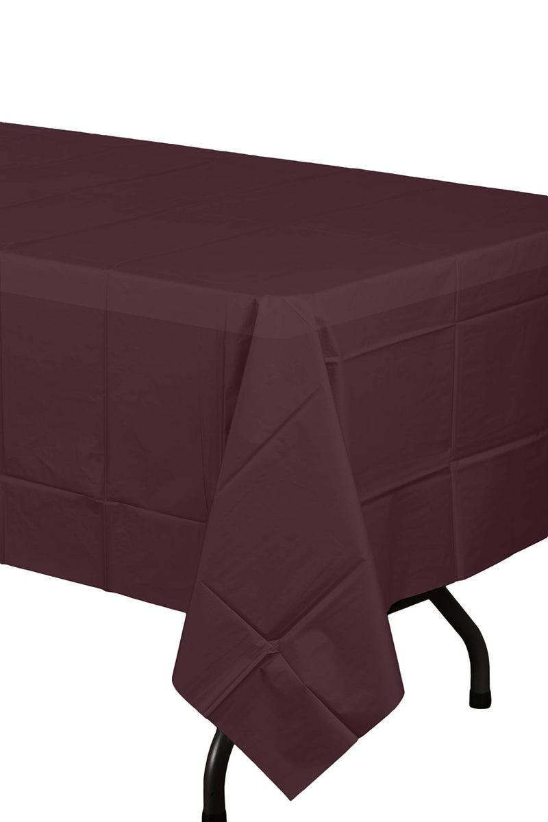 Exquisite 12-Pack Premium Plastic Tablecloth 54in. x 108in. Rectangle Table Cover - Brown - Image 3