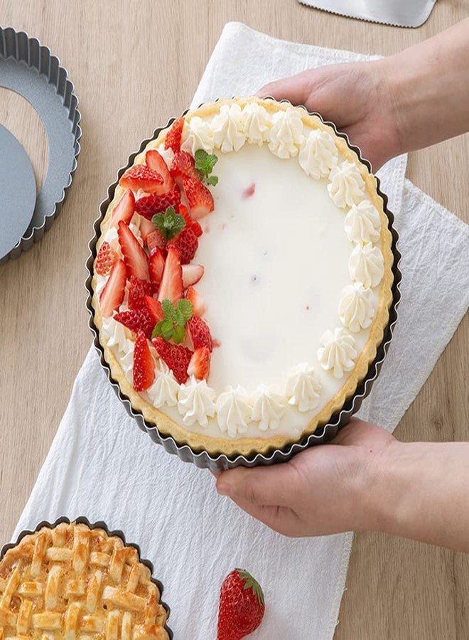 مجموعة قوالب تارت RICHSC-PAN، تتضمن قوالب تارت مقاس 11 و9 بوصات مع 6 قوالب صغيرة مقاس 4 بوصات. قاعدة قابلة للإزالة، طلاء مانع للالتصاق، مثالية لصنع التارت والكيش والفطائر. مناسبة للمناسبات العائلية والتجمعات. (عبوة من 8 قطع) - Image 4
