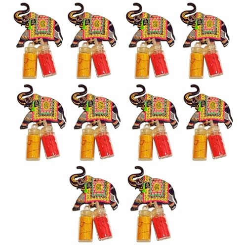 Sri Yagnaa - Elephant MDF Pasupu Kumkum - Return Gifting Pasupu Kumkum - MDF Haldi Kumkum Gifting - Pasupu Kumkum for Thamboolam - Return Gifting - Handicrafted Pasupu Kumkum (Elephant) - Image 1