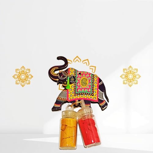 Sri Yagnaa - Elephant MDF Pasupu Kumkum - Return Gifting Pasupu Kumkum - MDF Haldi Kumkum Gifting - Pasupu Kumkum for Thamboolam - Return Gifting - Handicrafted Pasupu Kumkum (Elephant) - Image 2