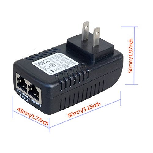 ANVISION 2-Pack 48V 0.5A PoE Power Adapter Supply Injector Ethernet with Wall Plug, IEEE 802.3af Compliant, 10/100Mbps, for IP Voip Phones Cameras AP and More - Image 5