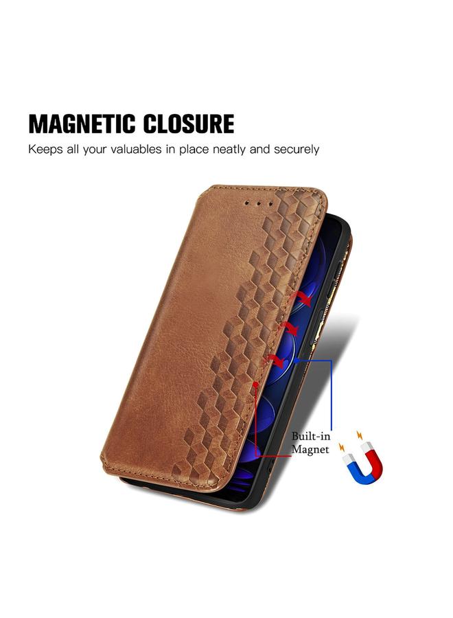 The Bros Phone Case For HMD Skyline Cubic Grid Pressed Magnetic Leather Phone Phone Case - Image 5