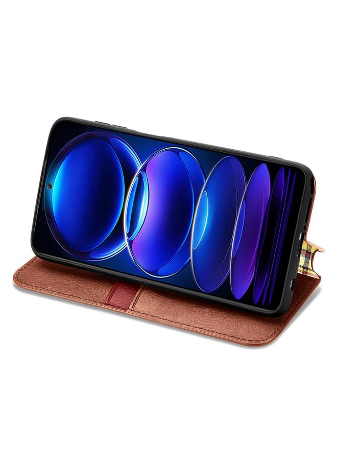 The Bros Phone Case For HMD Skyline Cubic Grid Pressed Magnetic Leather Phone Phone Case - Image 4