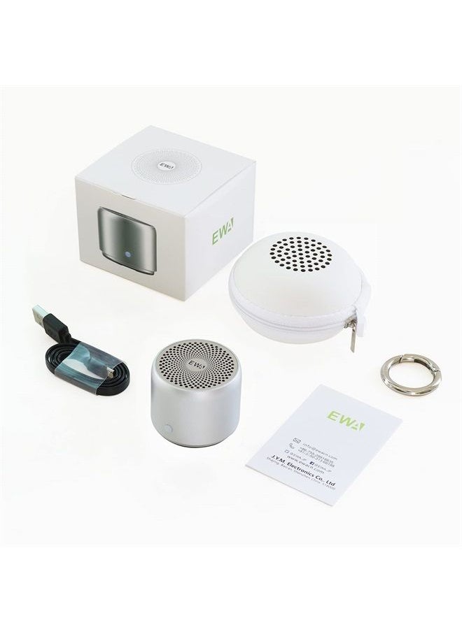 EWA - Travel Case Packed, Wireless Mini Bluetooth Speaker with Custom Bass Radiator. EWA A106, Small But Loud, The Next Generation of Portable Speakers for Home, Outdoors, Shower (Silver)1.89* 1.57 inches - Image 1