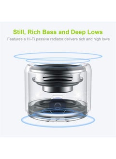 EWA Travel Case Packed, Wireless Mini Bluetooth Speaker with Custom Bass Radiator. EWA A106, Small But Loud, The Next Generation of Portable Speakers for Home, Outdoors, Shower (Silver)1.89* 1.57 inches  - Image 2