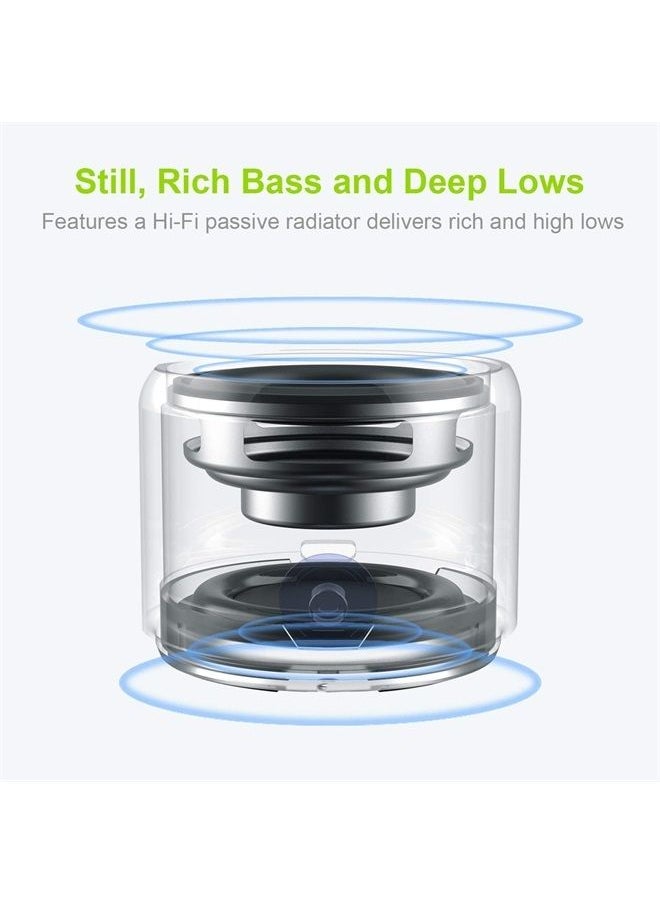 EWA - Travel Case Packed, Wireless Mini Bluetooth Speaker with Custom Bass Radiator. EWA A106, Small But Loud, The Next Generation of Portable Speakers for Home, Outdoors, Shower (Silver)1.89* 1.57 inches - Image 1