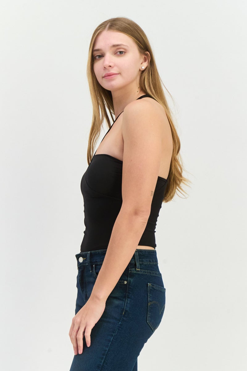 Bershka Women Round Neck Sleeveless Lace Bodysuits, Black  - Image 2