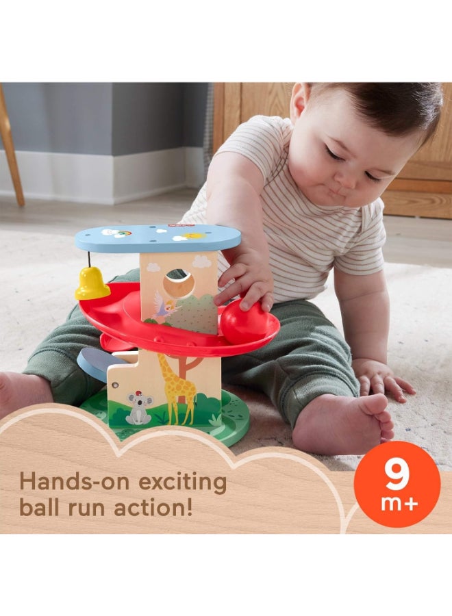 Fisher-Price Wooden Treehouse Ball Run Toy for Toddlers, Wooden Ball Drop Activity Playset with Rolling Track for Preschool Learning Age 1+ - Image 4