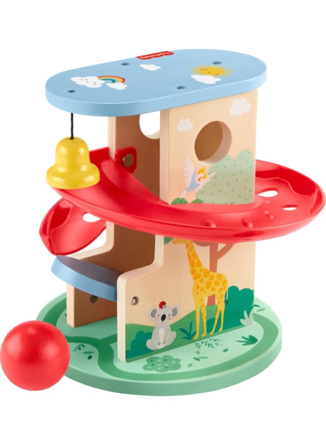 Fisher-Price Wooden Treehouse Ball Run Toy for Toddlers, Wooden Ball Drop Activity Playset with Rolling Track for Preschool Learning Age 1+ - Image 2