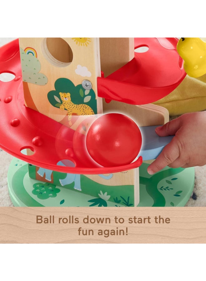Fisher-Price Wooden Treehouse Ball Run Toy for Toddlers, Wooden Ball Drop Activity Playset with Rolling Track for Preschool Learning Age 1+ - Image 5