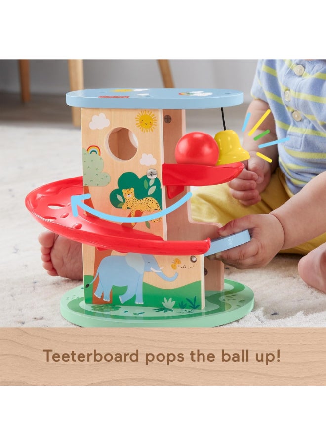 Fisher-Price Wooden Treehouse Ball Run Toy for Toddlers, Wooden Ball Drop Activity Playset with Rolling Track for Preschool Learning Age 1+ - Image 3