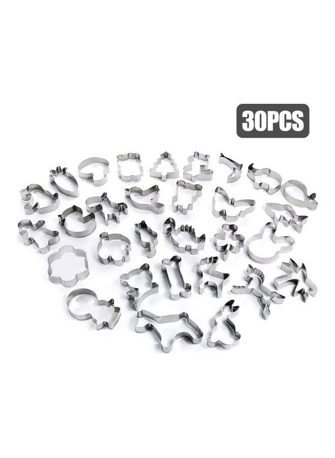 NIBEMINENT 30-Piece Cookie Mold Baking Tool Silver 33.0 x 25.0 3.0cm - Image 1