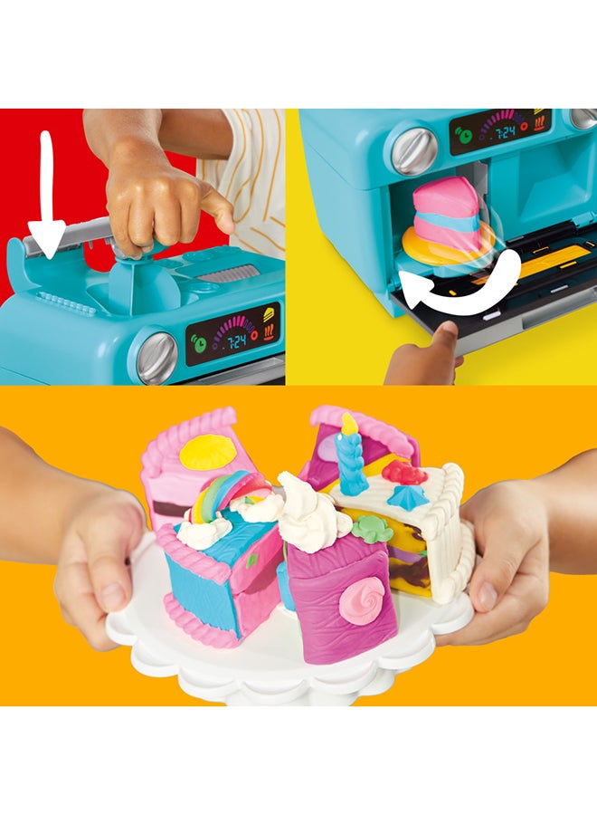 Play-Doh مجموعة لعب كعكة بلاي دو سوبر سلايس، فرن ألعاب مع ملحقات مطبخ بلاي و 11 علبة من مركب النمذجة، فنون وحرف للأطفال، أعمار 3 سنوات فما فوق - Image 4