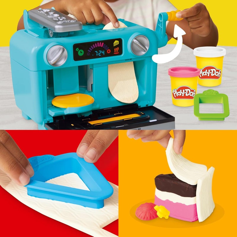 Play-Doh 0Super Slice Cake Playset with Toy Oven and 11 Modeling Compound Cans - Image 3