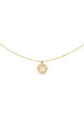 CERRUTI 1881 Cerruti 1881 Arabesque.3 Necklace – Mother of Pearl & Gold-Plated Accents – Crystal-Adorned 3D Floral Design with CRR Logo