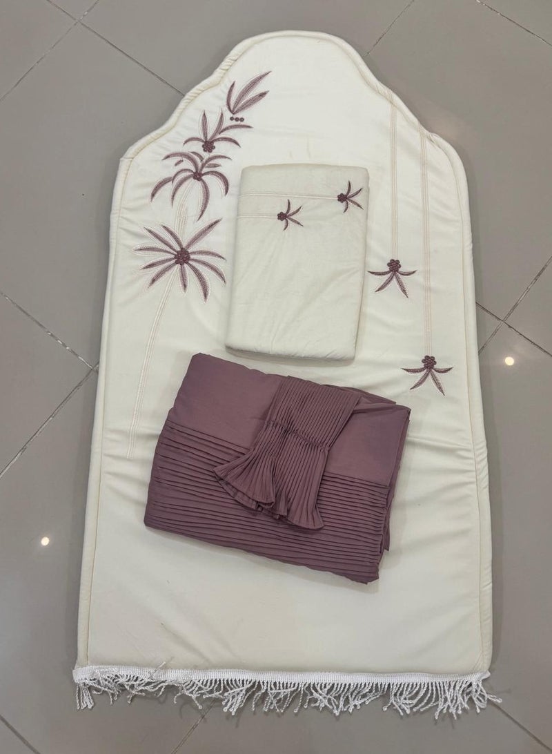 Moon Women's embroidered prayer rug and shawl set - Image 2