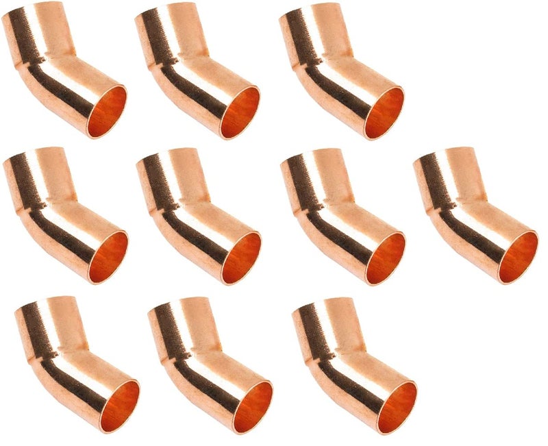 EZ-FLUID (10-pack) EZ-FLUID Plumbing 1/2" FTG X C Copper Street 45 Degree Elbow LF Short Turn Wrot Pressure Copper Fittings With Fitting x Sweat Solder Pipe Connection For Residential,Commercial - Image 5