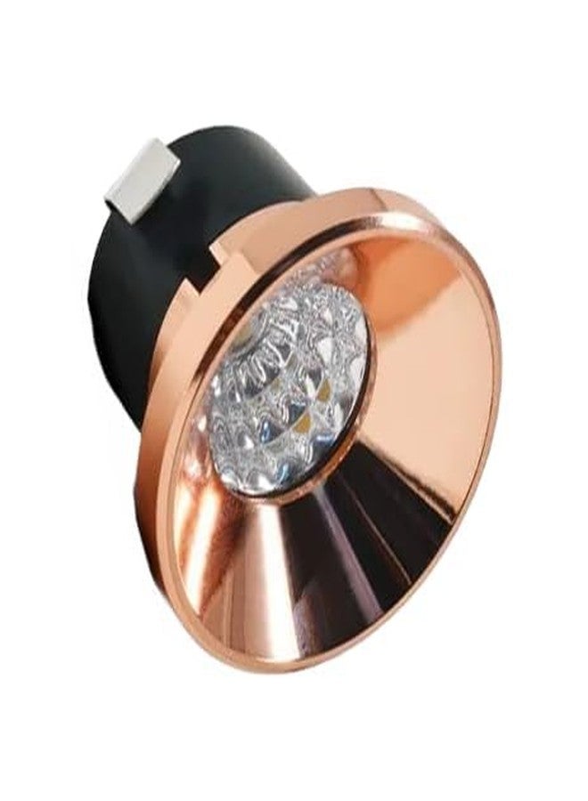 VRCT مصباح LED دائري دافئ أبيض من VRCT بقوة 3 وات، لون ذهبي وردي، عبوة من قطعتين (2 جولدن ماخي) - Image 1