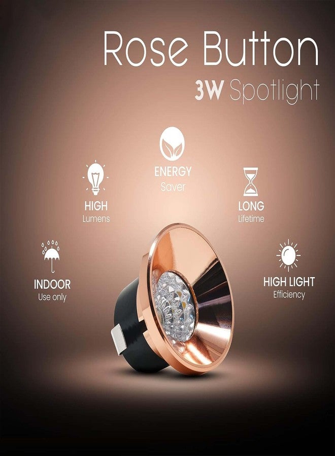 VRCT مصباح LED دائري دافئ أبيض من VRCT بقوة 3 وات، لون ذهبي وردي، عبوة من قطعتين (2 جولدن ماخي) - Image 2