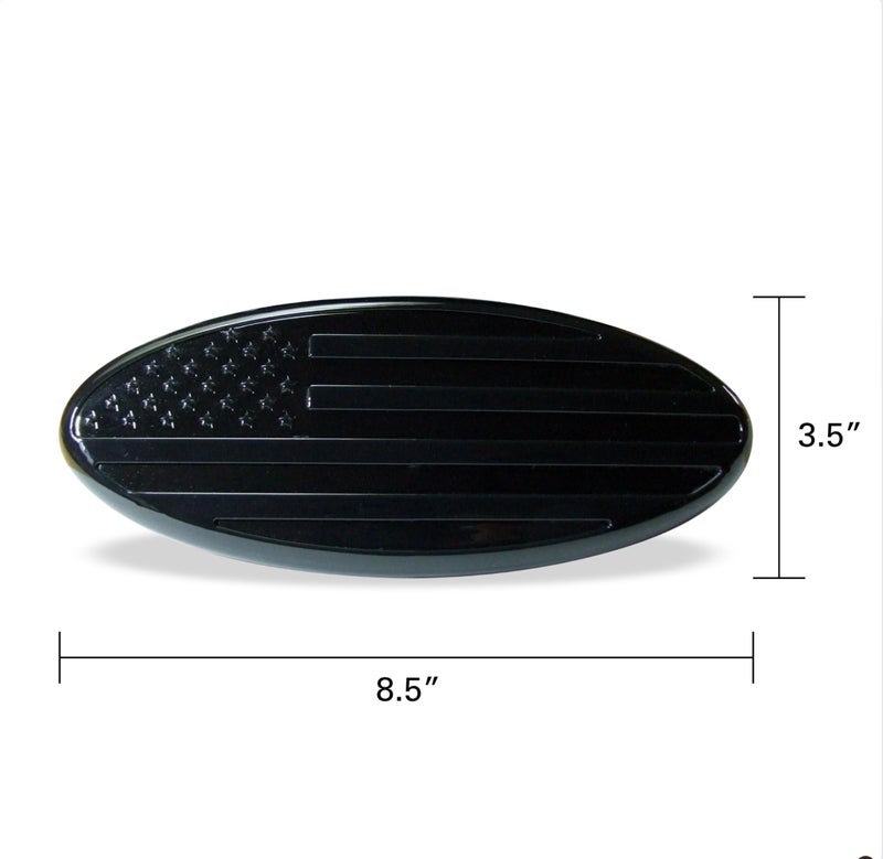 AUTOGEM 9â€ Lighted American Flag Grille Emblem â€“ Black LED Oval Badge for Ford F150 F250 F350, Edge, Explorer, Ranger (9-Inch) - Image 2