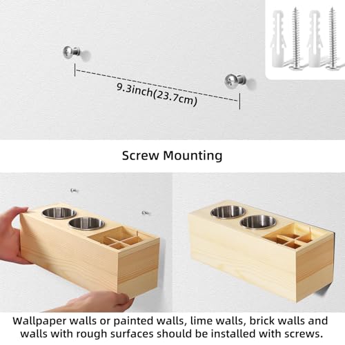 RAIKEDR Hair Dryer Countertop Holder, Hair Tool Organizer Wall Mount, Blow Dryer Holder Organizer, Bathroom Countertop Blow Dryer Holder and Curling Iron Holder (Cedar Wood, Log color) - Image 5