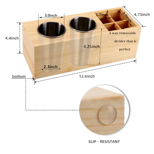 RAIKEDR Hair Dryer Countertop Holder, Hair Tool Organizer Wall Mount, Blow Dryer Holder Organizer, Bathroom Countertop Blow Dryer Holder and Curling Iron Holder (Cedar Wood, Log color) - Image 2