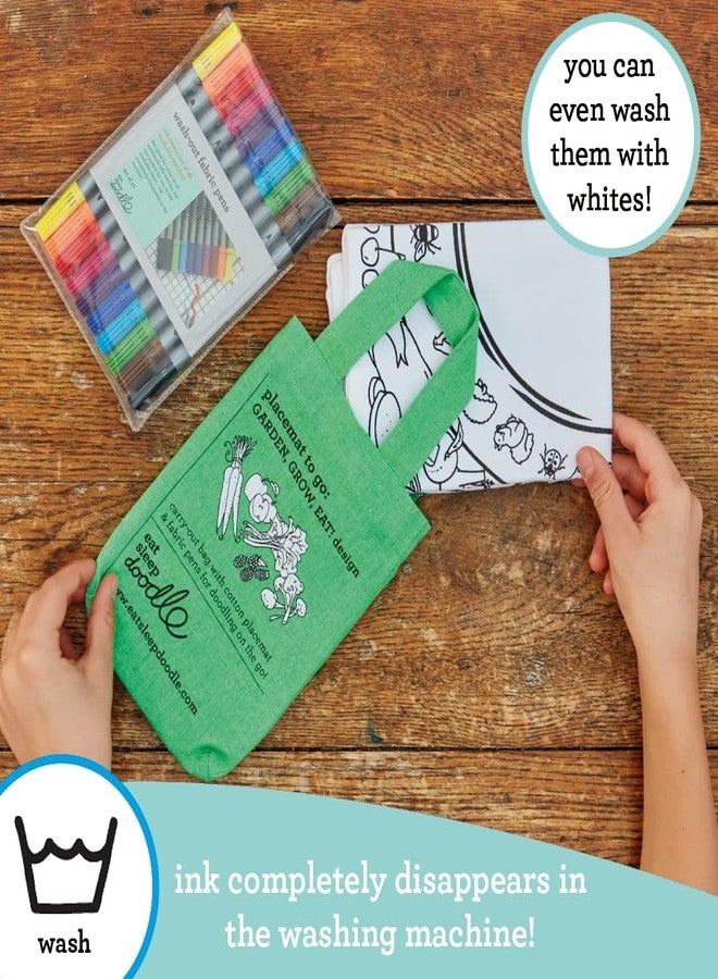 eatsleepdoodle Fruit and Vegetable placemat in its own Cotton Bag to Color-in Features a Fun, Educational Coloring Placemat, Washable Felt tip Fabric Markers Included - Image 5