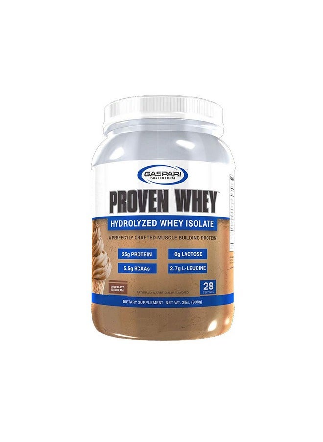 Gaspari Nutrition Gaspari Nutrition Proven Whey, 100% Hydrolyzed Whey Isolate, High Protein, Lactose Free, Low Carbohydrate and Low Sugar (Chocolate Ice Cream, 2 Pound (Pack of 1))  - Image 1